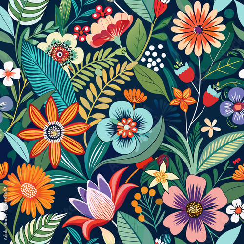 Seamless vector floral background. 