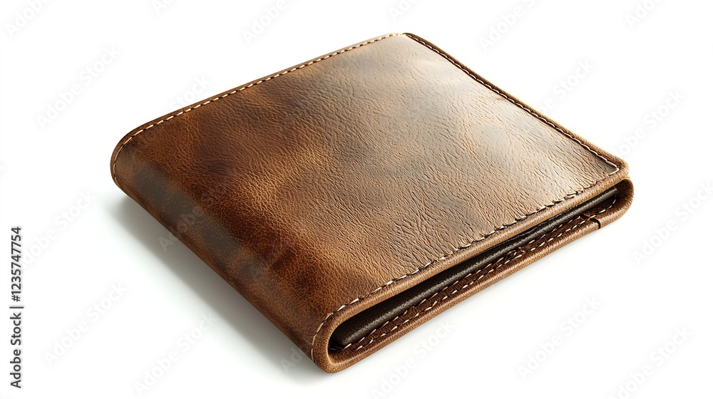 wallet leather on white isolated background