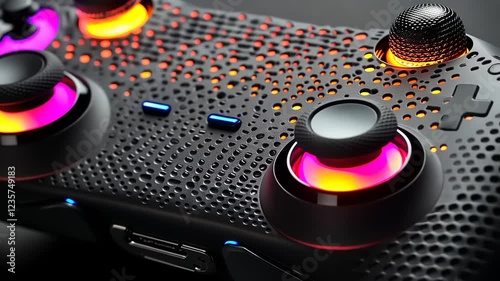 Illuminated Gaming Controller with Textured Surface and RGB Lighting photo