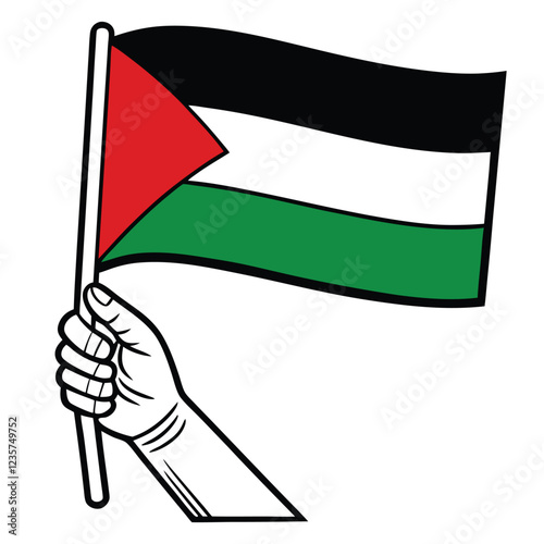 Palestinian Flag on a Hand Vector Illustration for Patriotism, Independence, and Freedom Concepts