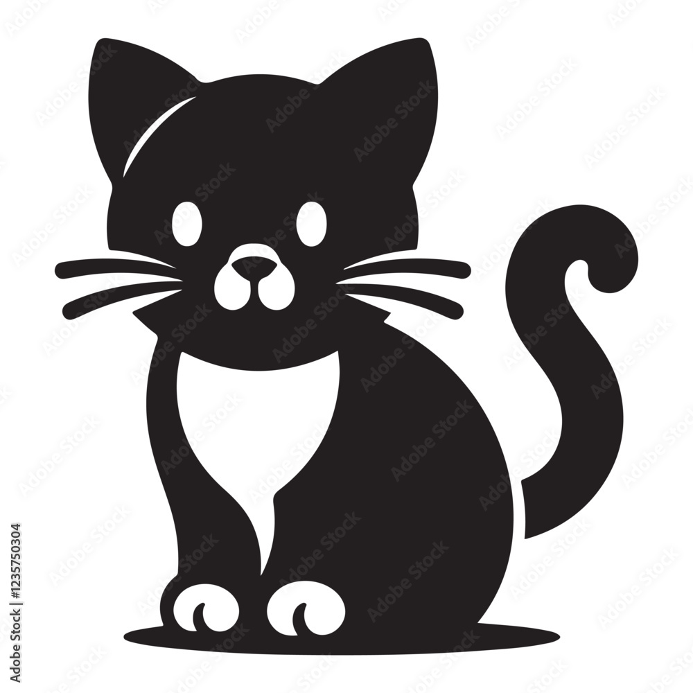 Illustration of a Cat Pet in a Silhouette Style Illustration of a Cat Pet in a Silhouette Style