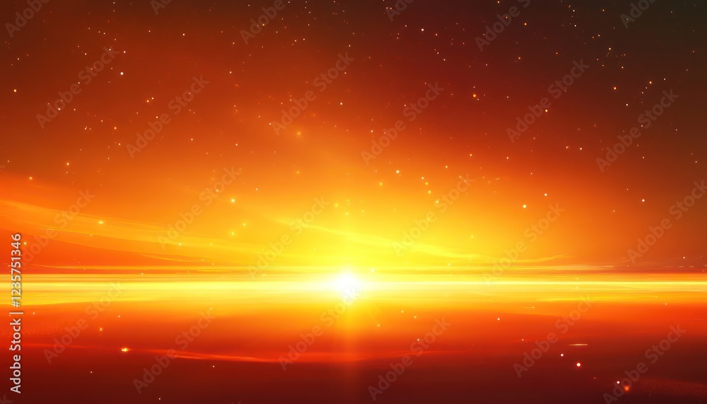 Obraz premium Fiery Sunset Over a Calm Orange Ocean Landscape