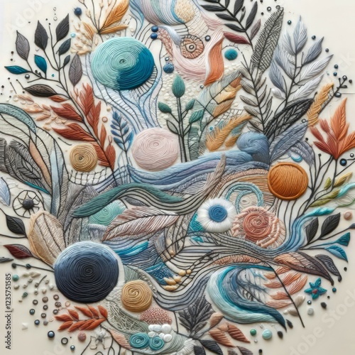 Embroidered Sketches acrylic paint c
