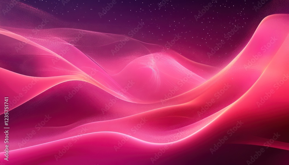 Abstract Pink Waves Underneath a Starry Night Sky Abstract Pink Waves Underneath a Starry Night Sky