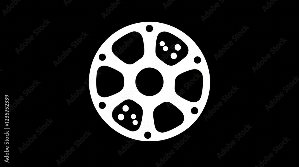 Film reel design featured on black background, ideal for cinema-related projects and presentations. Generative AI Film reel design featured on black background, ideal for cinema-related projects and presentations. Generative AI
