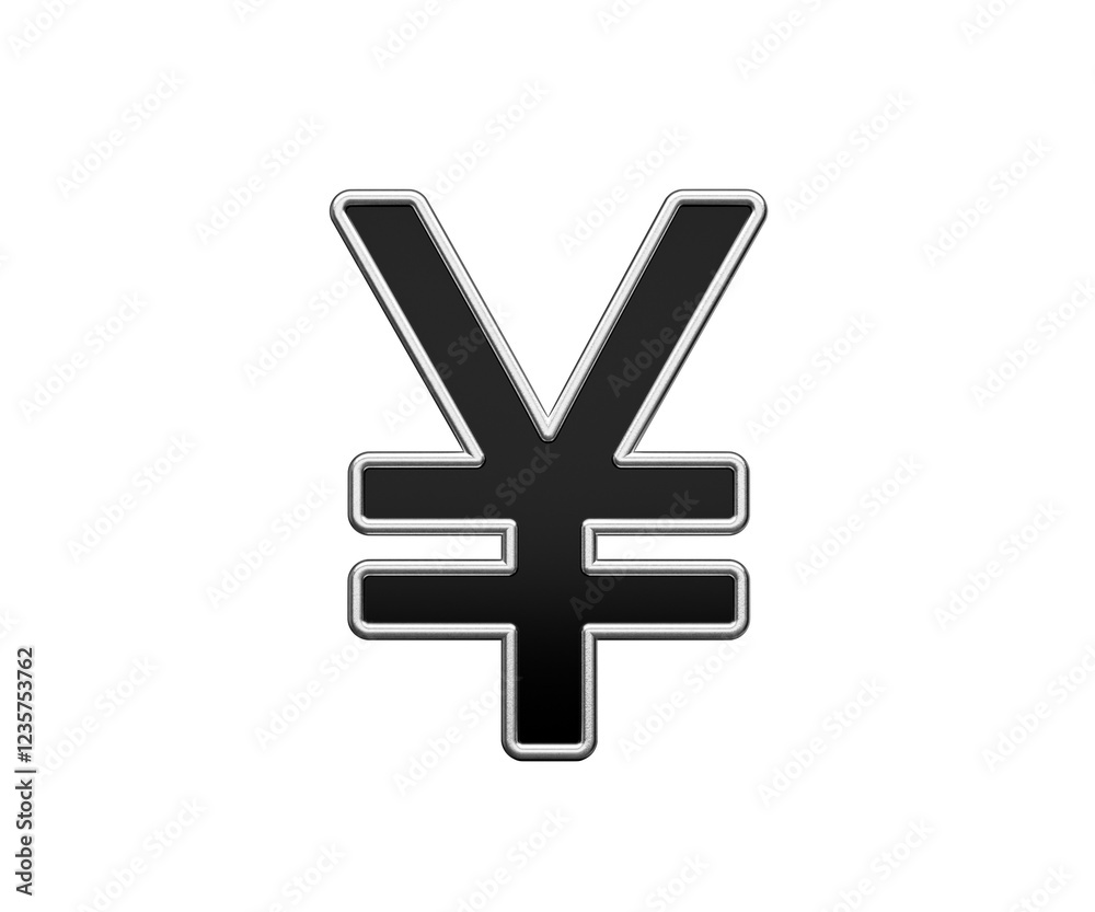 Black Japanese Yen Currency Symbol With Metal Gleam And Beveled Edges 3D Illustration Black Japanese Yen Currency Symbol With Metal Gleam And Beveled Edges 3D Illustration