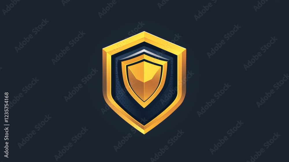 Digital shield logo design featuring gold and navy blue colors with a modern aesthetic for security and protection themes. Generative AI Digital shield logo design featuring gold and navy blue colors with a modern aesthetic for security and protection themes. Generative AI