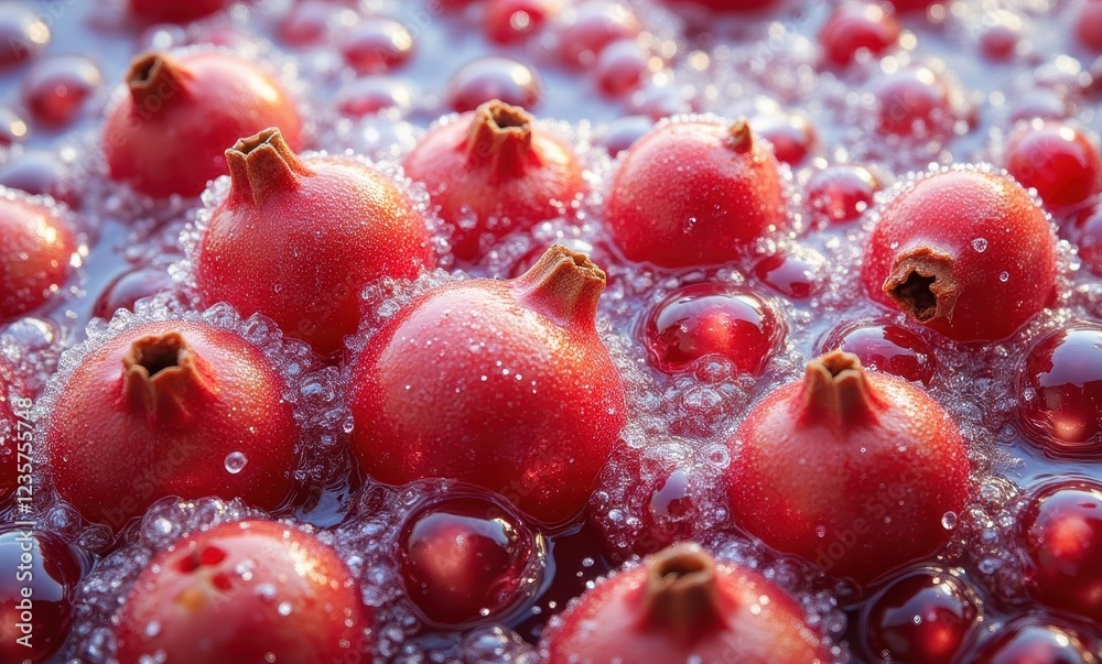 Fresh pomegranates in sparkling water Fresh pomegranates in sparkling water