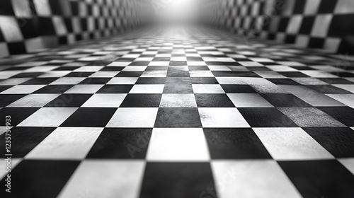 Checkered floor perspective, racing background
