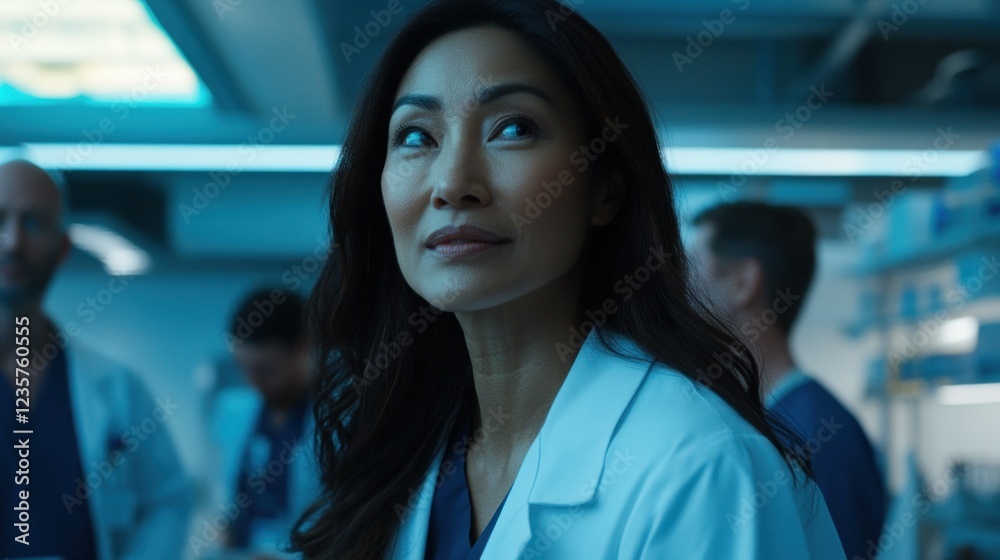Doctor contemplates future in a busy hospital lab Doctor contemplates future in a busy hospital lab