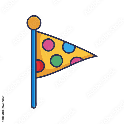 Polka dot carnival flag icon, colorful vector sticker