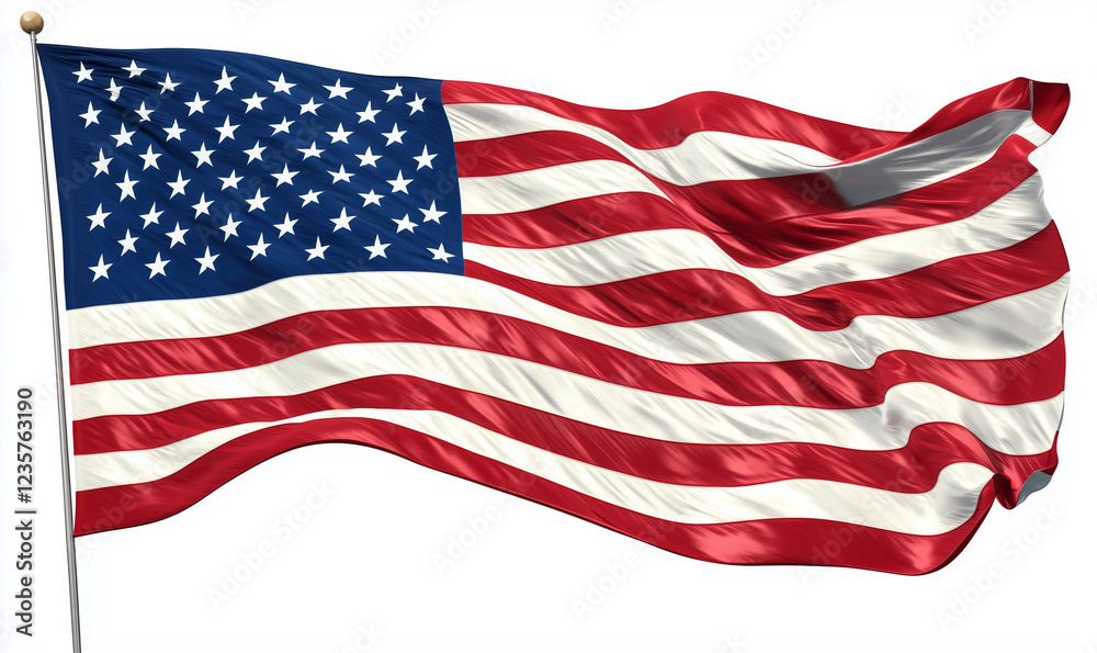 Obraz premium American usa flag wave isolated on white background