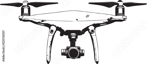 FPV Drone. Hand drawn vector illustration