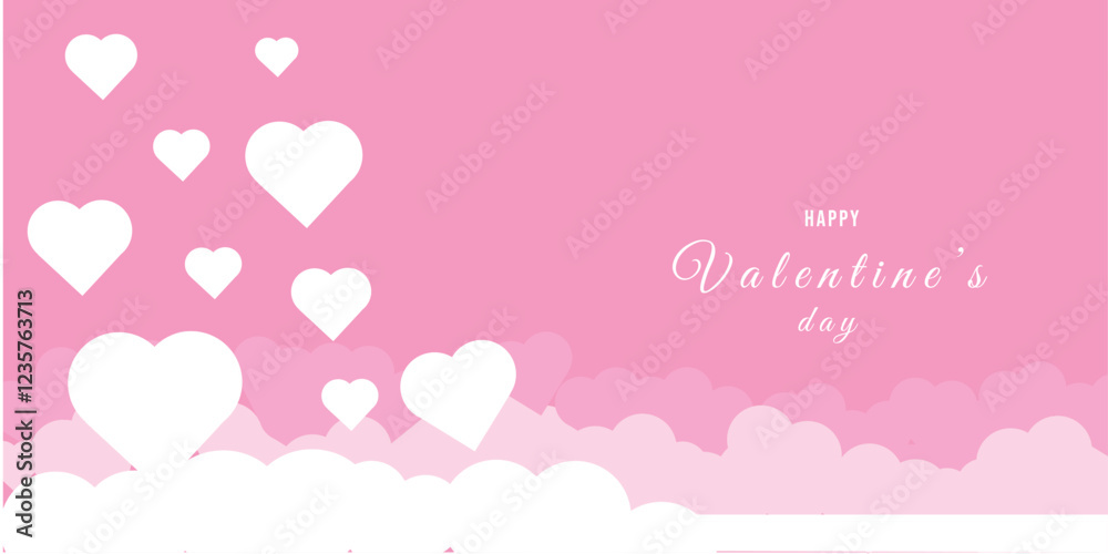 Valentine's day pink banner. Romantic 14 february greeting card. Vector illustration Valentine's day pink banner. Romantic 14 february greeting card. Vector illustration