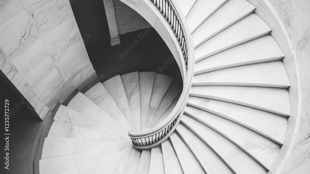 Obraz premium A downward spiral staircase representing economic decline and financial struggles.