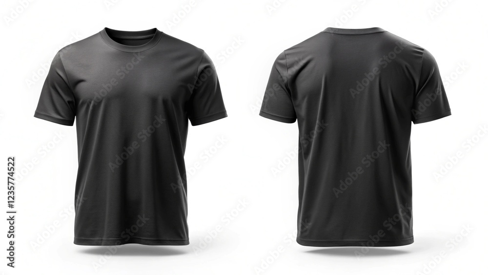 Black T-shirt Mockup - Front and Back View ON White

