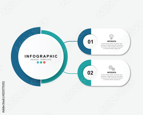 Vector Infographic label design template with icons and 2 options or steps. for your business data. Vector Illustration.