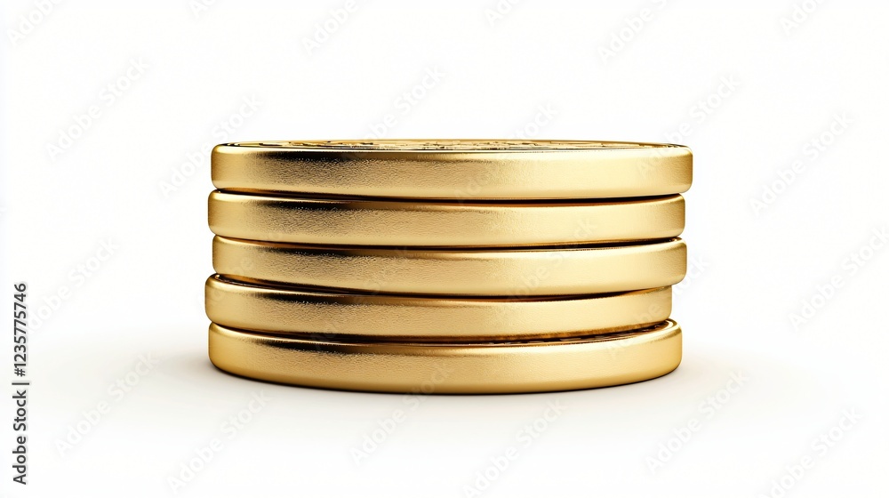 Stack of gold coins, white background, wealth concept, finance illustration Stack of gold coins, white background, wealth concept, finance illustration