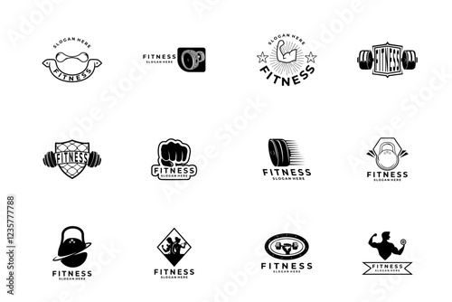 Set of Fitness and Gym Logo Design Vector. Gym and Fitness club logo collections