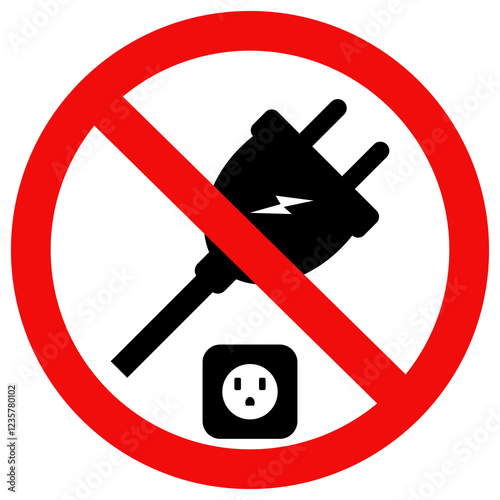 No electric plug icon vector. Not allow socket icon sign. Flat style vector illustration editable isolated design.