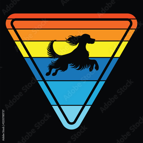 Vintage Sunset Design Featuring Irish Setter Silhouette
