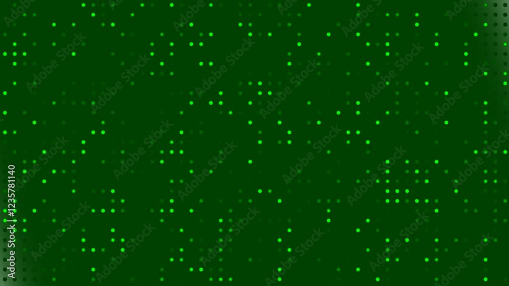 Green digital abstract background with scattered small glowing dots resembling futuristic tech visuals.