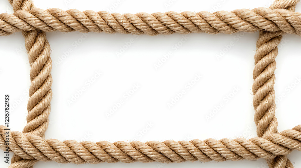A close-up view of a textured natural rope arranged in a grid pattern on a white background, perfect for backgrounds, creative designs, or thematic elements in various projects. A close-up view of a textured natural rope arranged in a grid pattern on a white background, perfect for backgrounds, creative designs, or thematic elements in various projects.
