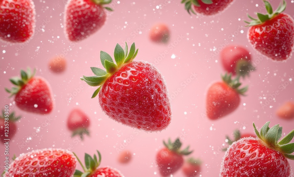 Fresh strawberries with a pink backdrop Fresh strawberries with a pink backdrop