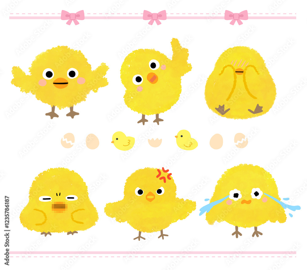 Cute various chick character illustration Cute various chick character illustration