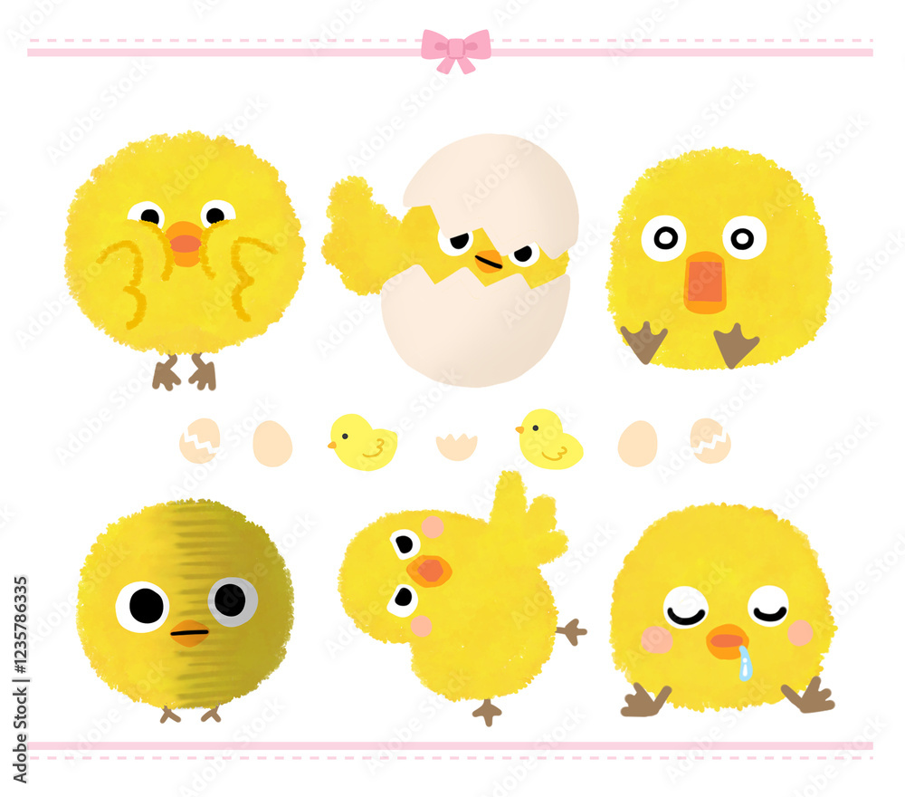 Cute various chick character illustration Cute various chick character illustration