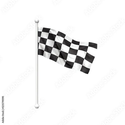 a black and white checkered flag on a flagpole photo