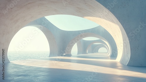 Modern Architectural Design Abstract Concrete Structure by the Ocean