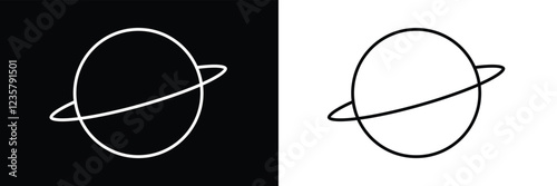 Planet vector illustration with simple black and white design. Planet icon .