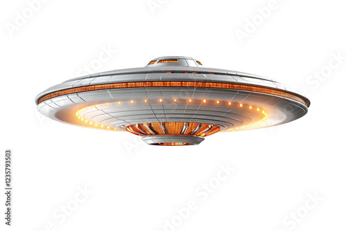 a silver and orange ufo