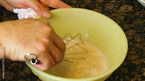 Whisking Culinary Magic as a Woman Prepares Batter