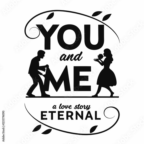You and me, a love story eternal. valentine day design