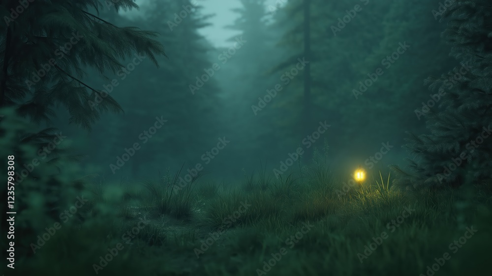 Glowing Orb In A Mysterious Dark Forest Glowing Orb In A Mysterious Dark Forest