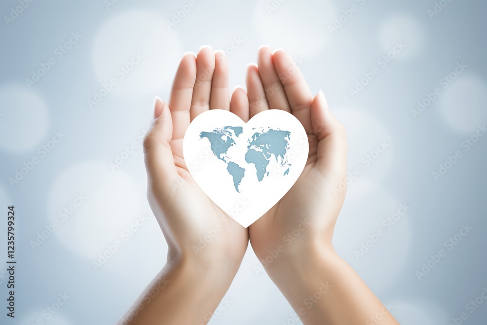 Compassionate hands support a heart, representing health, protection, and medical care. Ideal for World Heart Day and World Health Day themes, posters, and awareness campaigns. Compassionate hands support a heart, representing health, protection, and medical care. Ideal for World Heart Day and World Health Day themes, posters, and awareness campaigns.
