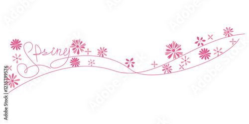 Spring Calligraphy decoration with flower. Spring floral illustration for Seasonal design. Vector illustration.