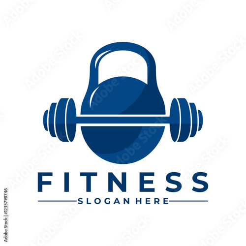 Fitness and Gym Logo Design Vector. Kettle bell and barbell logo design template