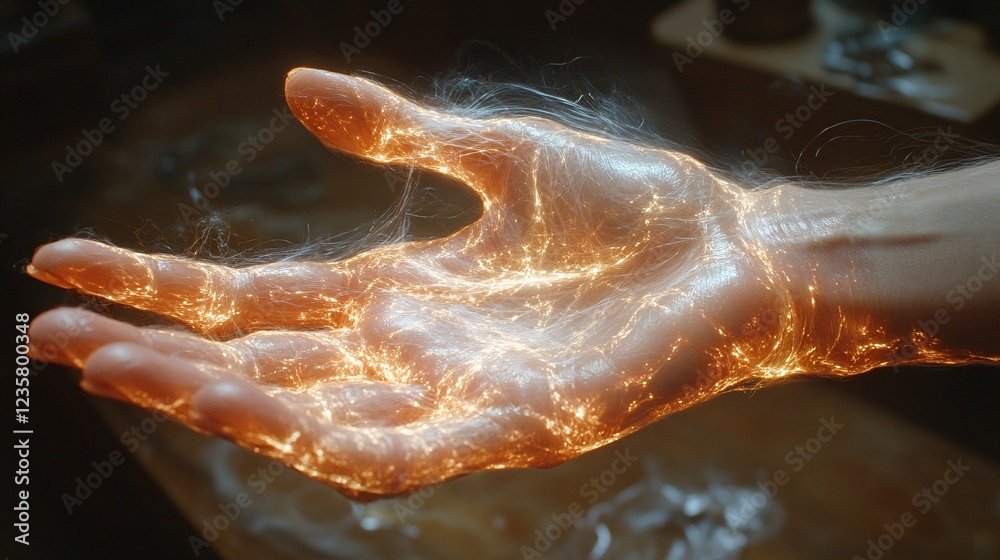 Fototapeta premium Glowing Hand with Cinematic Composition