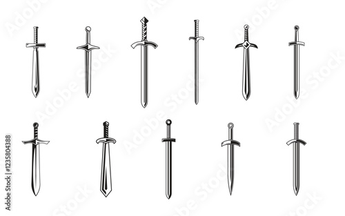 Knight Swords silhouettes. Vector illustration design