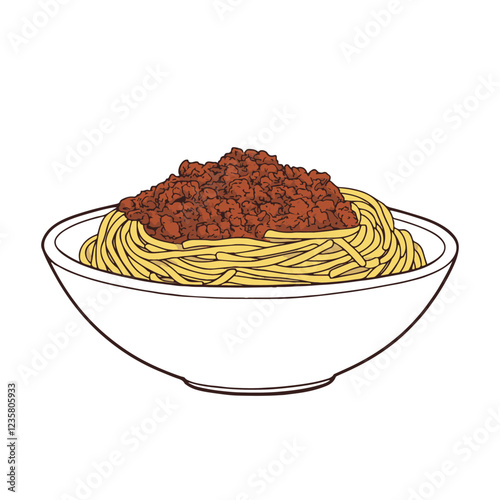 Spaghetti with meat sauce in a bowl vectorized