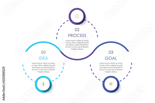 3 step process infographic template vector element
