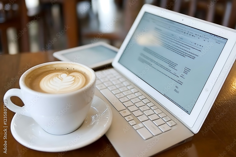 Latte and Laptop: A Productive Morning Latte and Laptop: A Productive Morning