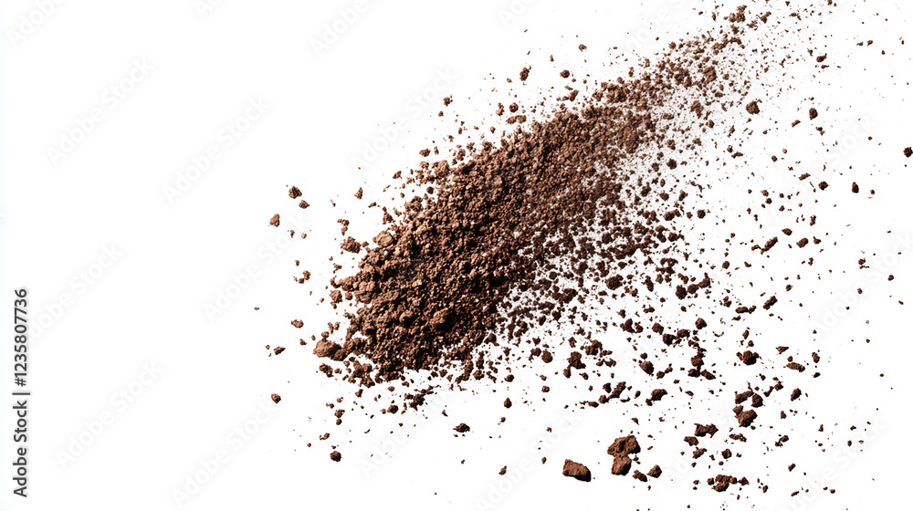 Dust explosion in an abstract on a white background A burst of dry soil creating an explosion of particles, isolated on a white background, depicting an abstract cloud of dust and debris dispersing Dust explosion in an abstract on a white background A burst of dry soil creating an explosion of particles, isolated on a white background, depicting an abstract cloud of dust and debris dispersing