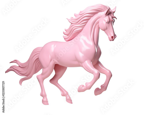 a pink horse statue on a white background