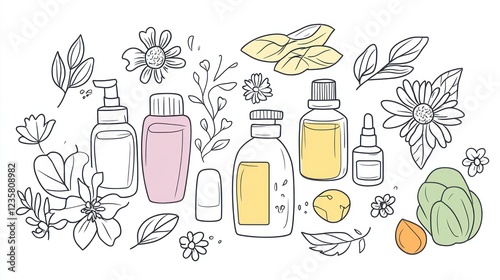 Natural beauty products; floral background; skincare; website banner photo