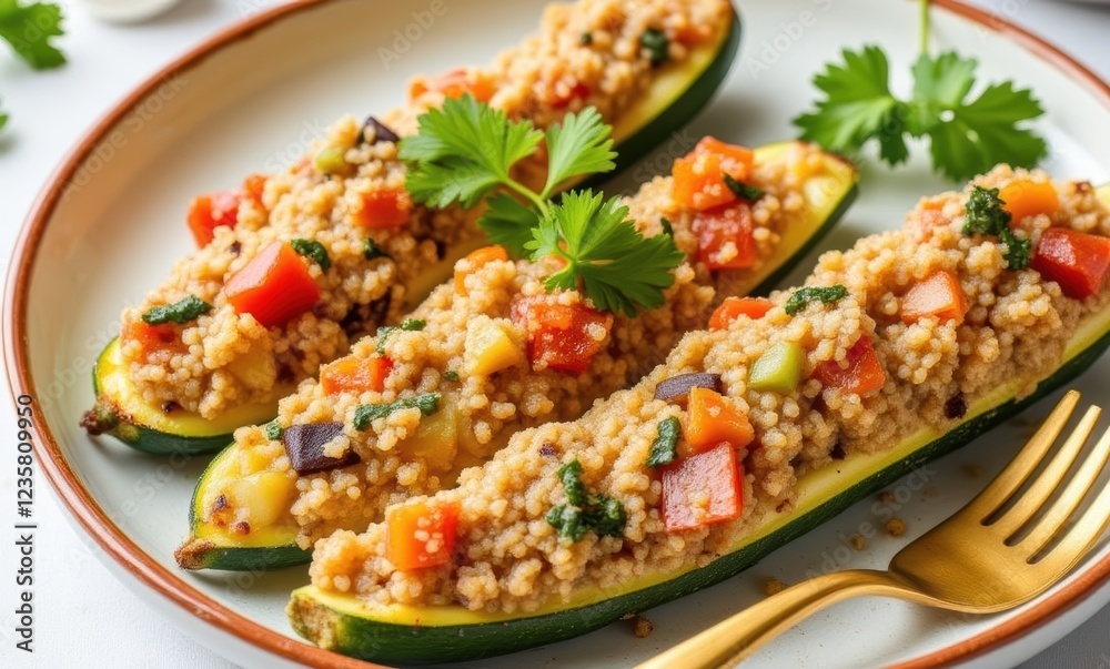 Stuffed zucchini with couscous and vegetables Stuffed zucchini with couscous and vegetables