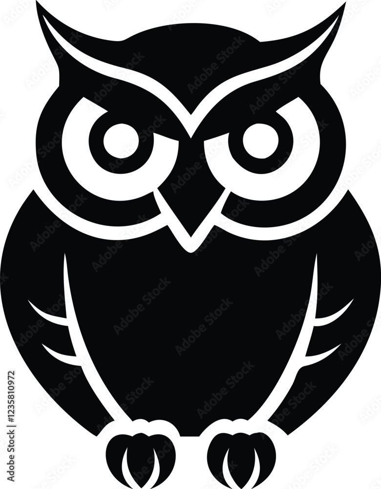 Fototapeta premium Owl silhouette vector style with black and white background